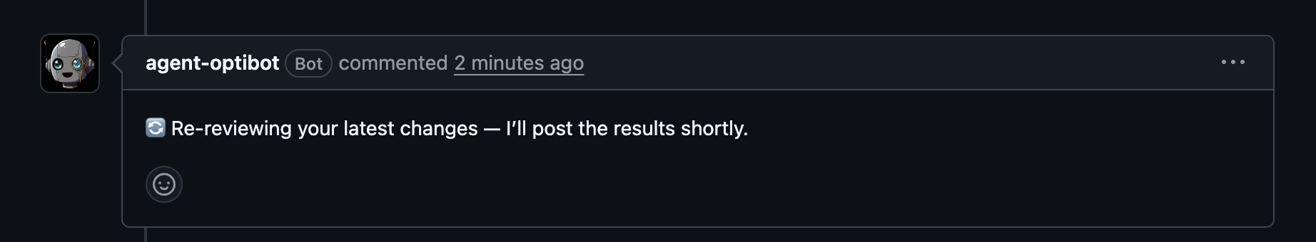 Optibot notification that it is re-reviewing your latest changes